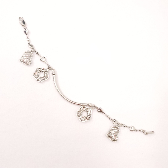 18K RGP Hearts & Flowers Simple Bracelet - Picture 3 of 6